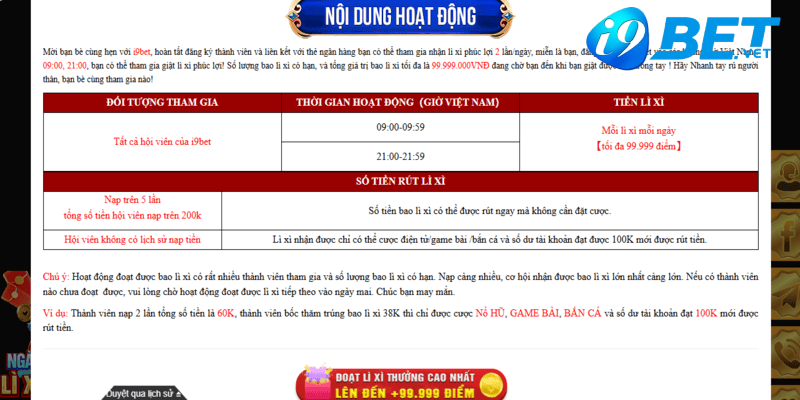 Chuẩn Giờ Phát Thưởng Mưa Lì Xì 2 Lần Mỗi Ngày Cao Nhất Có Thể Nhận 99.999.000VND 3 chuong trinh uu dai phat li xi co dieu le tham gia don gian